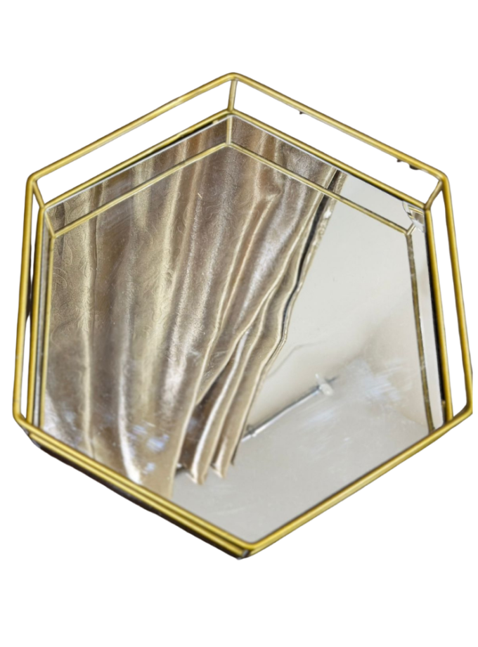 Hexagonal Gold Mirror Tray